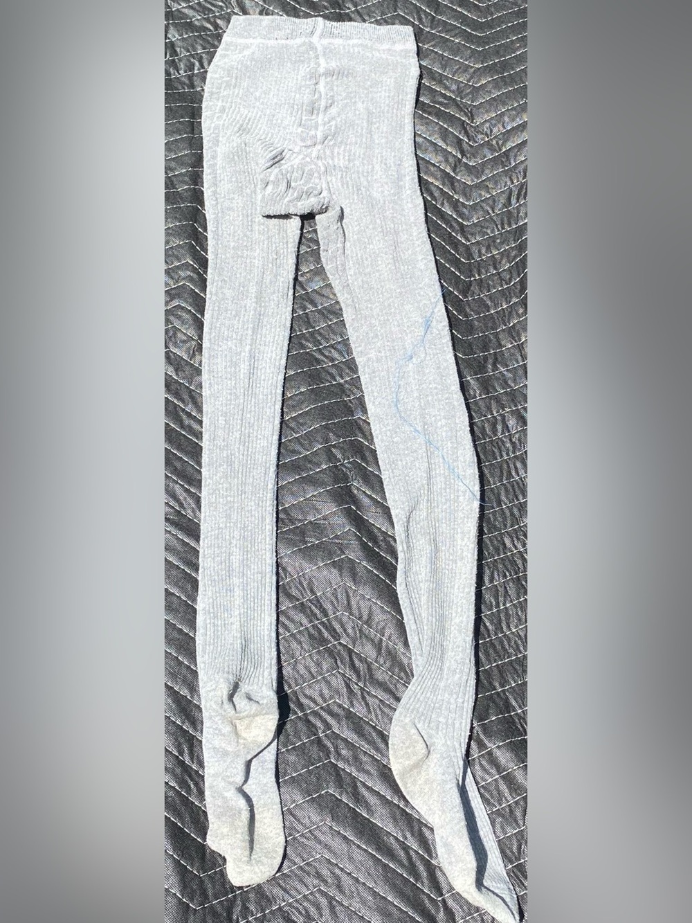 Light Gray Ribbed Knit Tights